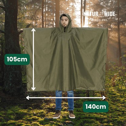 3-in-1 waterdichte regenponcho – Tentzeil & Grondzeil