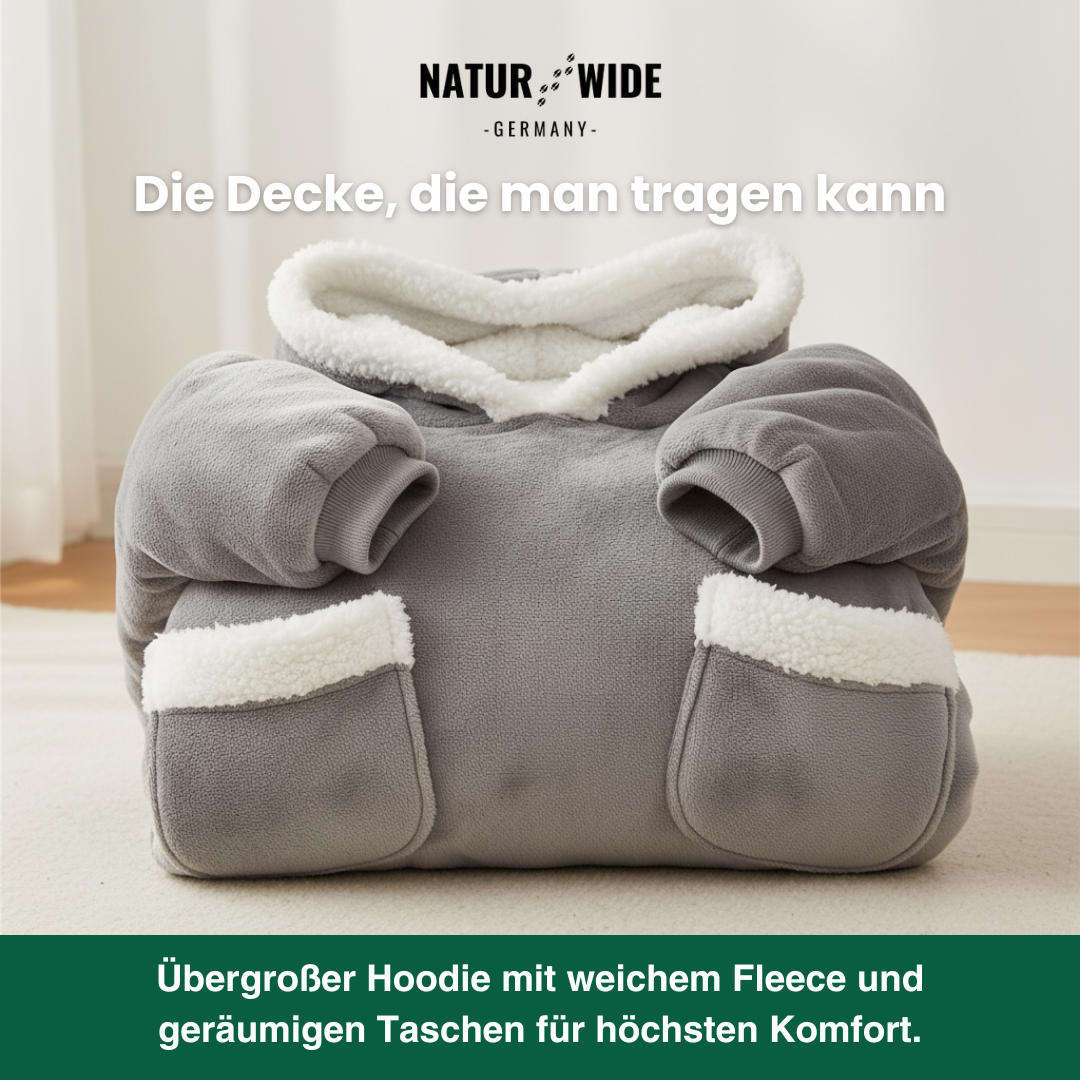 Oversize Flanell-Deckenhoodie –  Tragbare Kuscheldecke mit Ärmeln & Kapuze