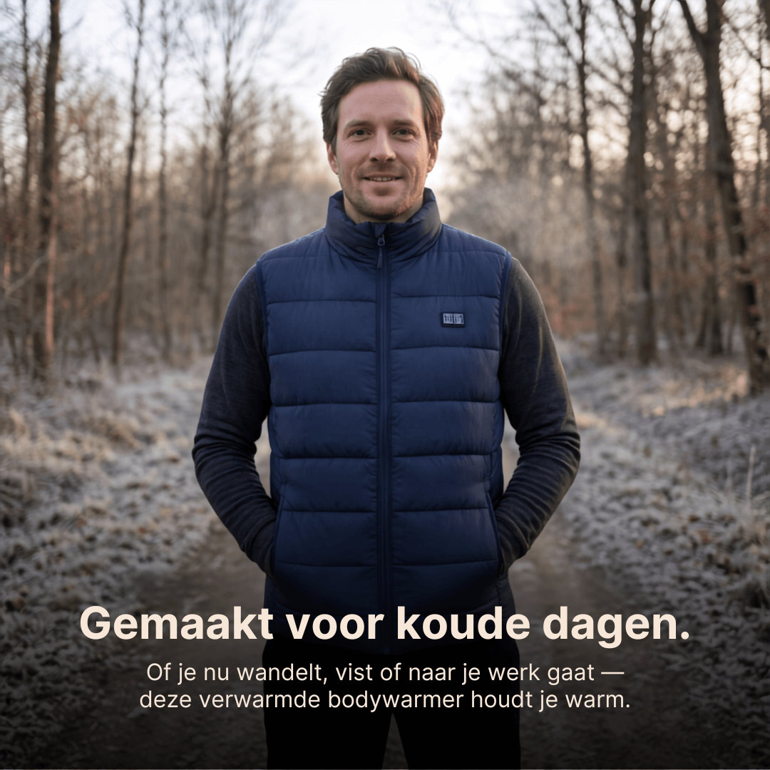 Verwarmende bodywarmer met 9 verwarmingszones – ultralicht, USB-aansluiting en ideaal voor gebruik buitenshuis.