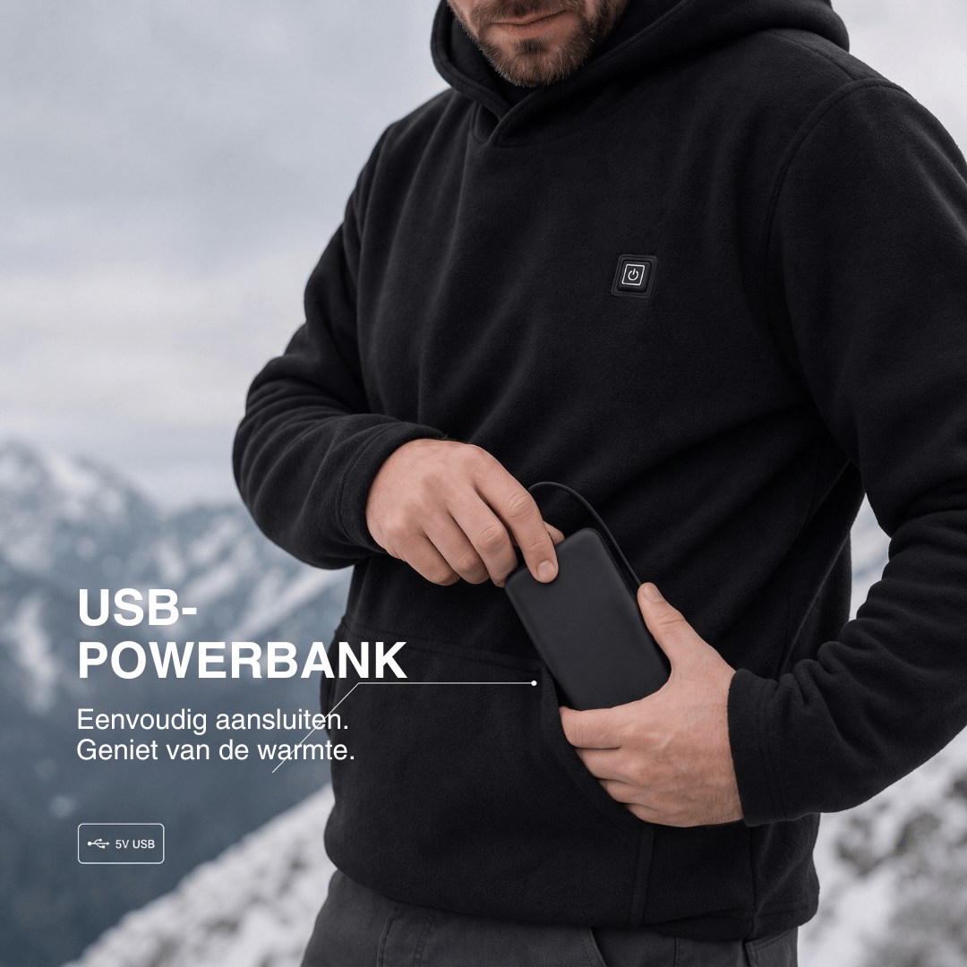USB-verwarmde hoodie – Unisex hoodie met ritssluiting