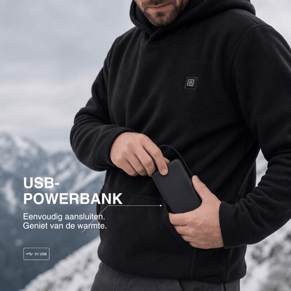 USB-verwarmde hoodie – Unisex hoodie met ritssluiting