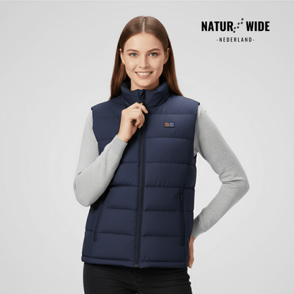Verwarmende bodywarmer met 9 verwarmingszones – ultralicht, USB-aansluiting en ideaal voor gebruik buitenshuis.