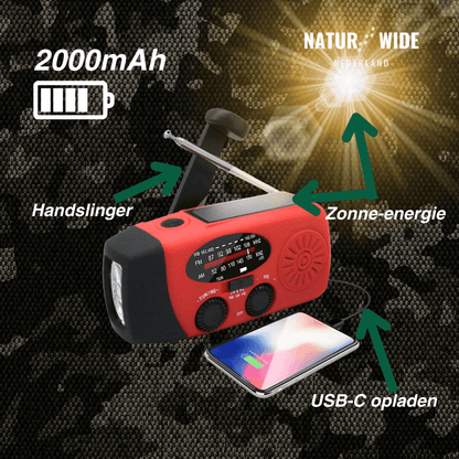 Alles-in-één noodradio – zonne-energie, dynamo en powerbank