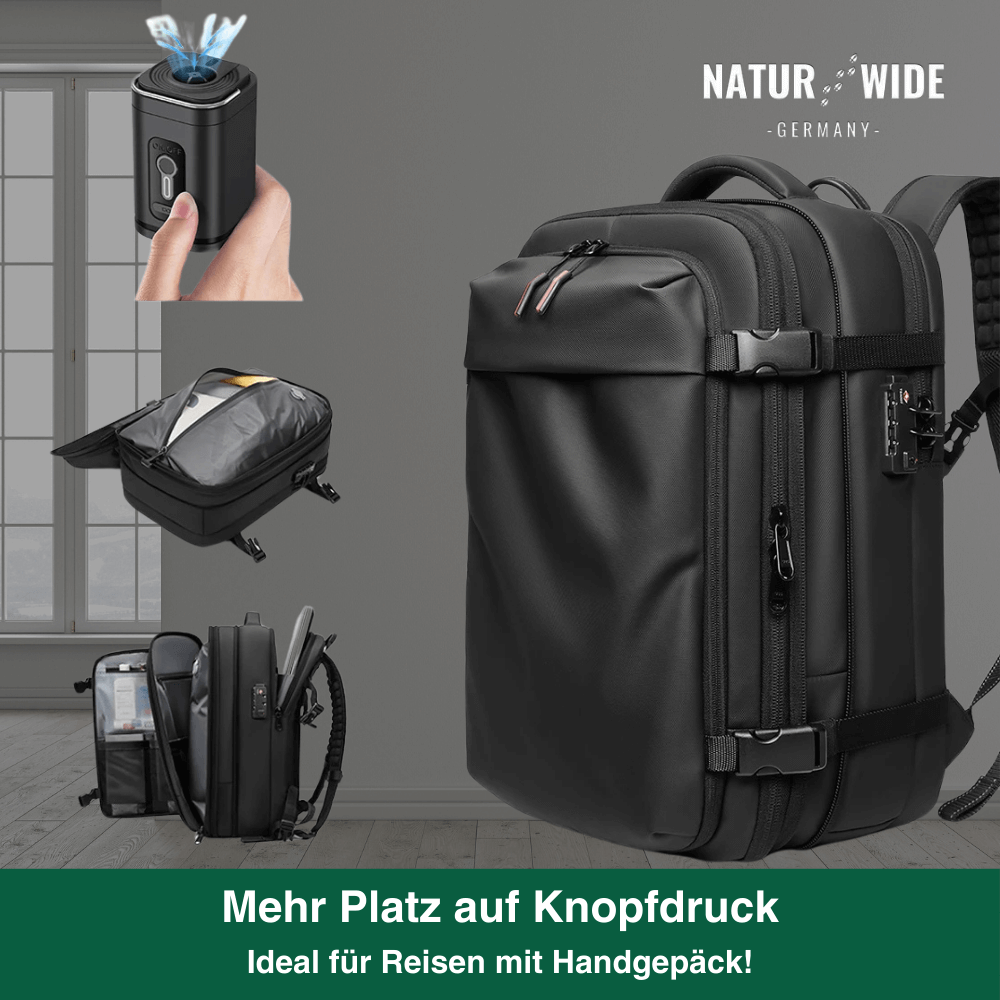 Kompressions-Rucksack mit Vakuum-Kompression & Laptopfach für jede Reise