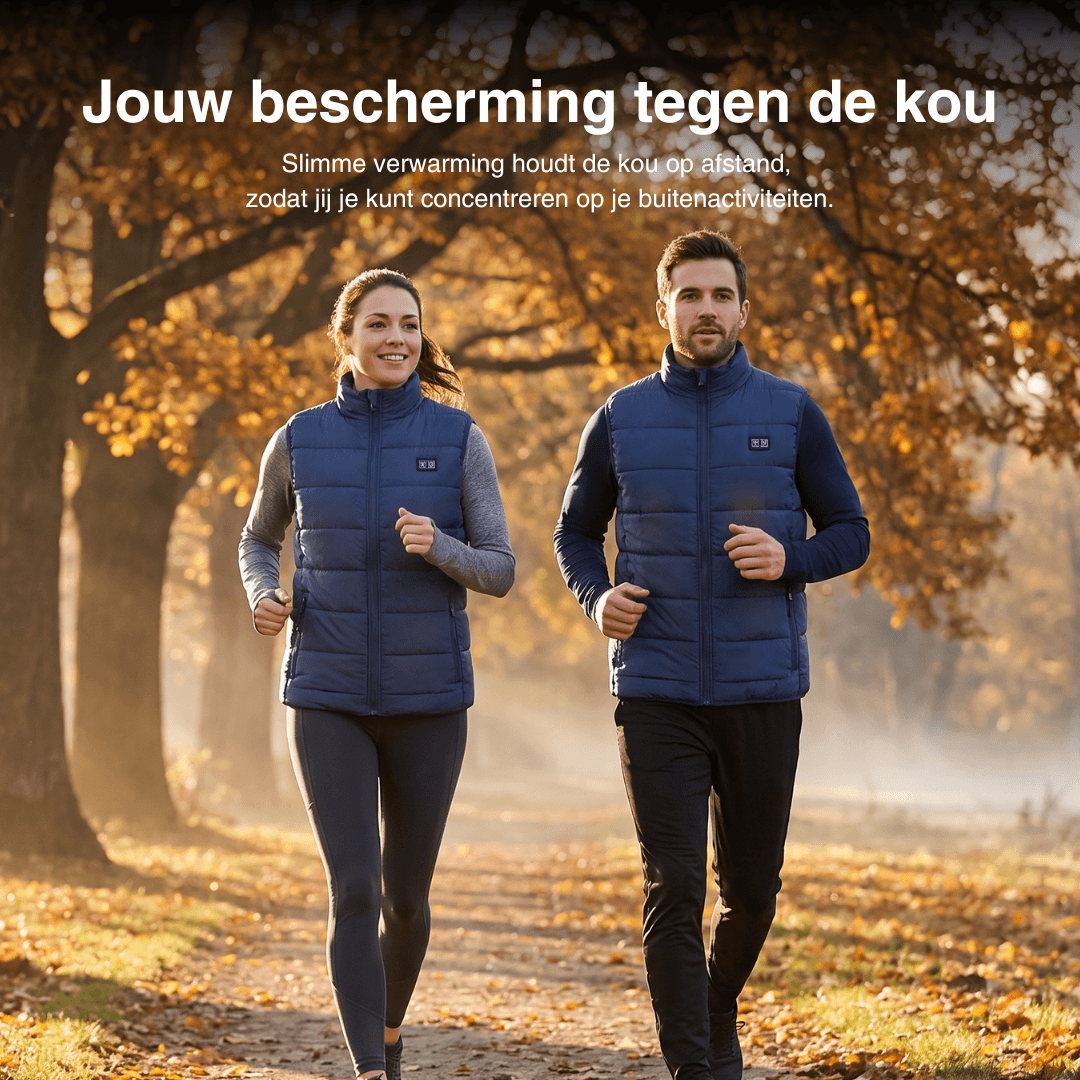 Verwarmende bodywarmer met 9 verwarmingszones – ultralicht, USB-aansluiting en ideaal voor gebruik buitenshuis.