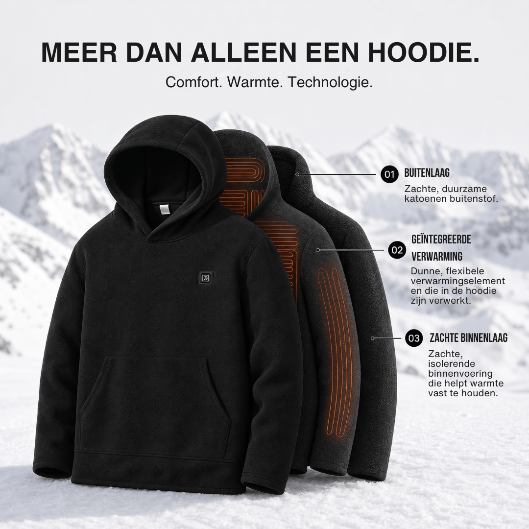 USB-verwarmde hoodie – Unisex hoodie met ritssluiting