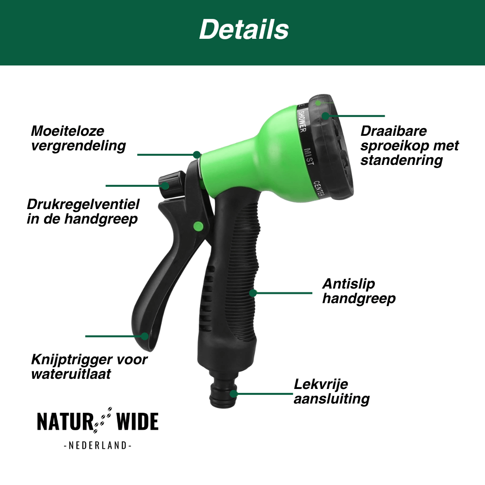AquaFlex Pro – Flexibele Tuinslang met 7 Sproeifuncties