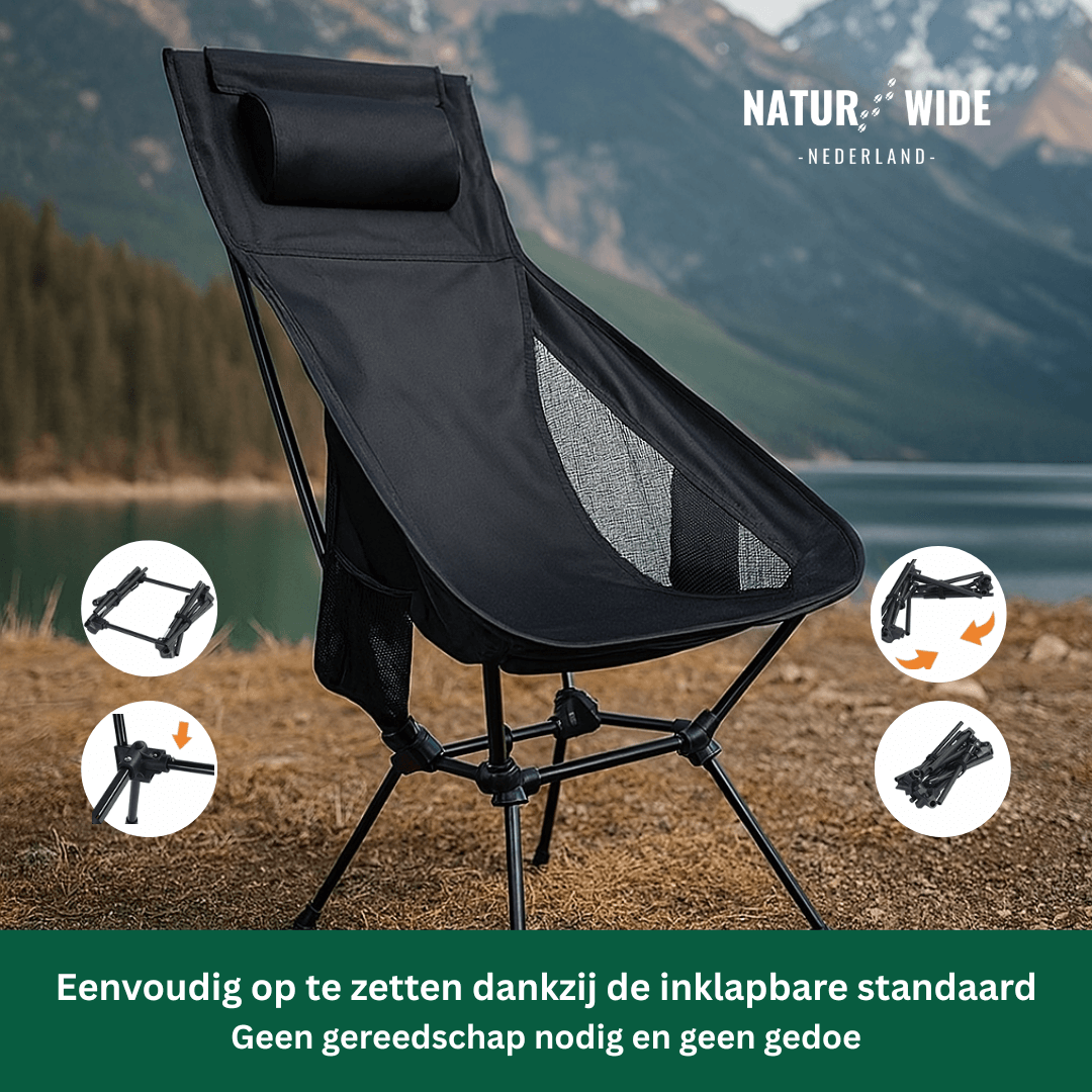Naturwide Opvouwbare Campingstoel – Draagbaar & Comfortabel