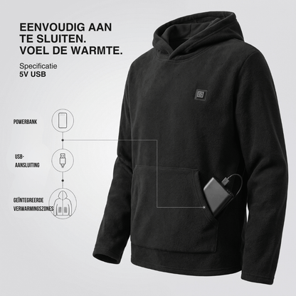 USB-verwarmde hoodie – Unisex hoodie met ritssluiting