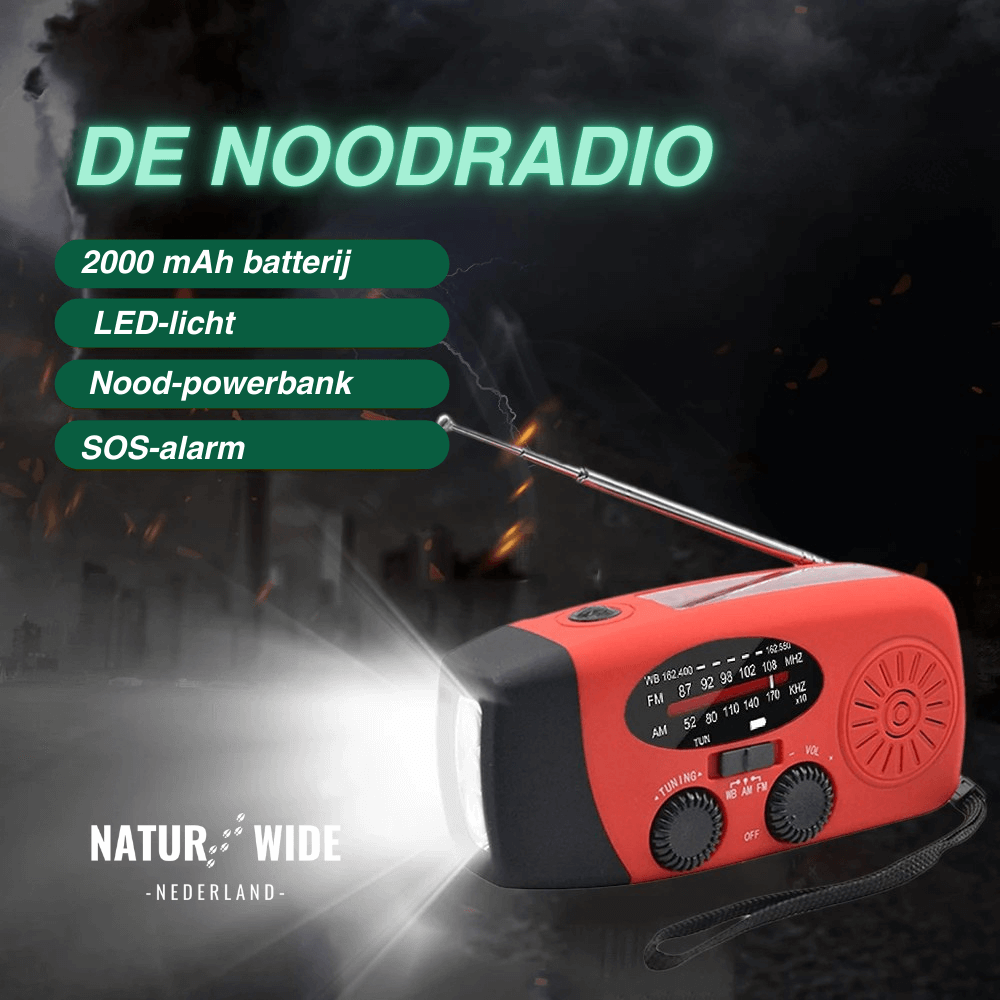 Alles-in-één noodradio – zonne-energie, dynamo en powerbank