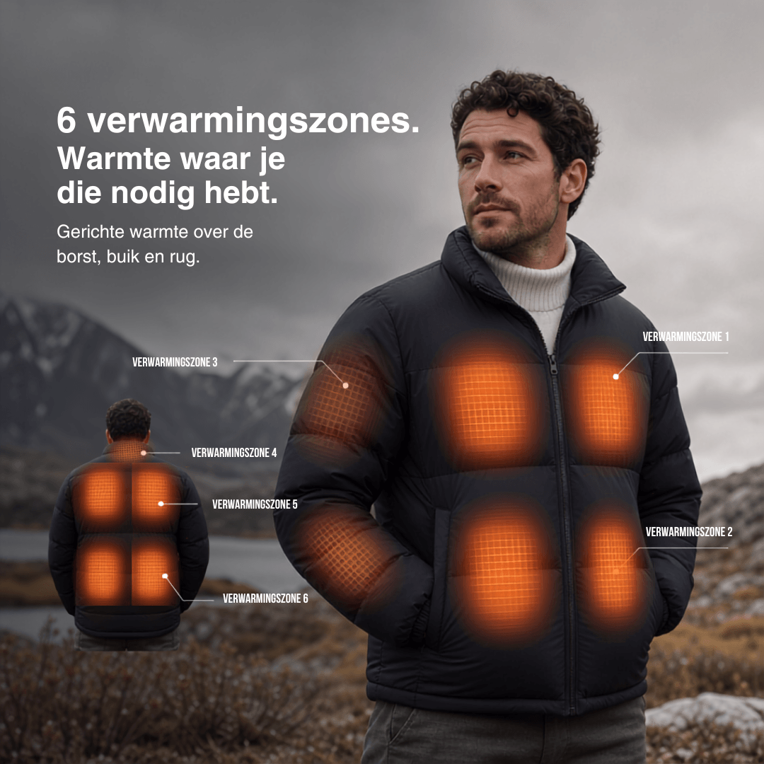 Verwarmde winterjas – 6 verwarmingszones, waterdicht en extra warm voor dames en heren.