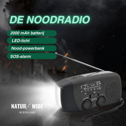 Alles-in-één noodradio – zonne-energie, dynamo en powerbank