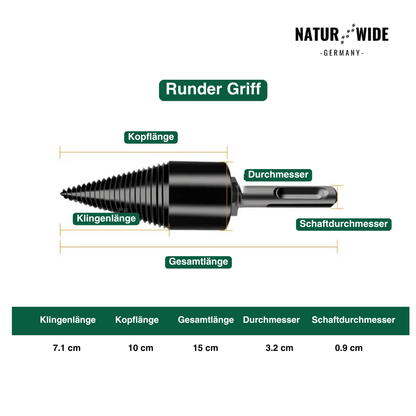 Brennholz-Spaltbohrer 32mm – Kegelspalter für Bohrmaschine