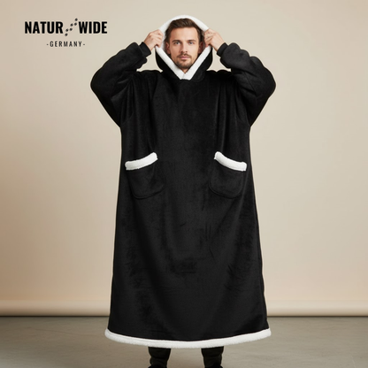 Oversize Flanell-Deckenhoodie –  Tragbare Kuscheldecke mit Ärmeln & Kapuze