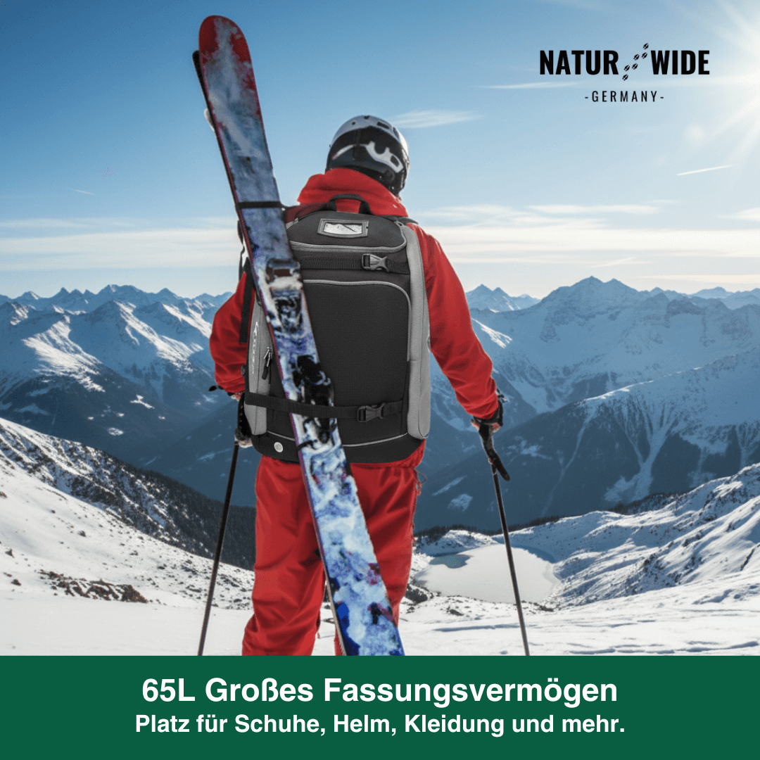 65L Ski Rucksack – Große Skistiefeltasche für Helm & Boots