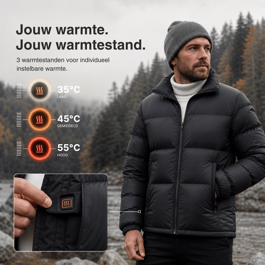 Verwarmde winterjas – 6 verwarmingszones, waterdicht en extra warm voor dames en heren.