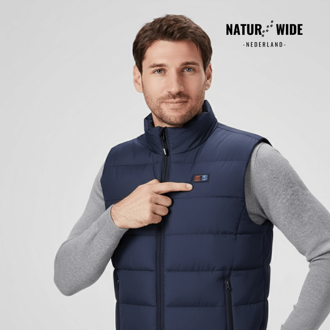 Verwarmende bodywarmer met 9 verwarmingszones – ultralicht, USB-aansluiting en ideaal voor gebruik buitenshuis.