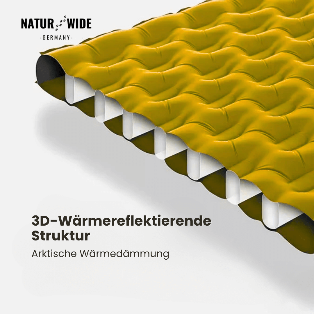 NaturWide Campingmatte 7.6R – Ultraleichte, selbstaufblasende Isomatte mit doppelter Stärke
