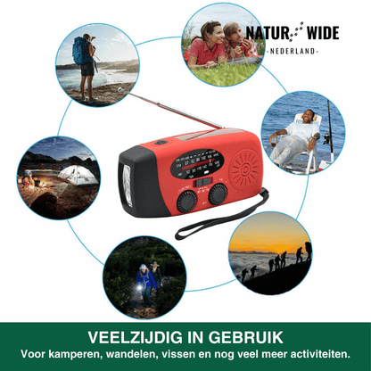 Alles-in-één noodradio – zonne-energie, dynamo en powerbank