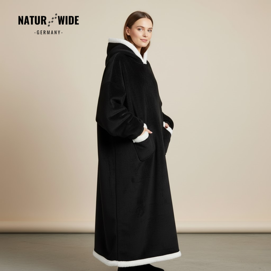 Oversize Flanell-Deckenhoodie –  Tragbare Kuscheldecke mit Ärmeln & Kapuze