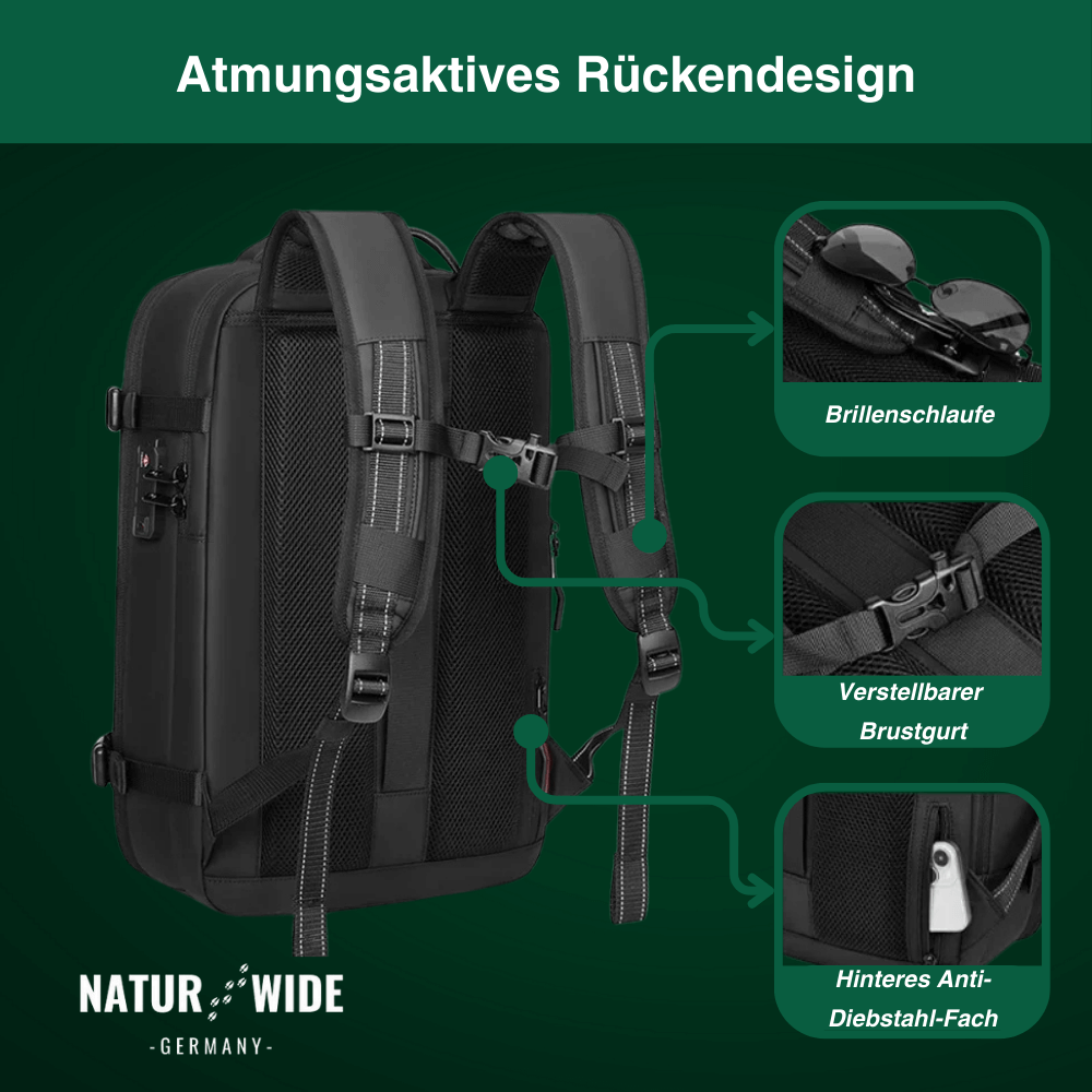 Kompressions-Rucksack mit Vakuum-Kompression & Laptopfach für jede Reise