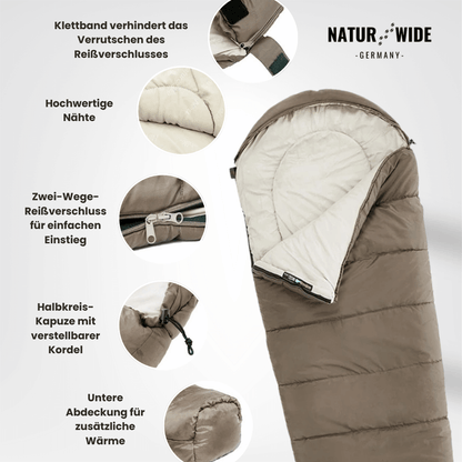 Naturwide Mumienschlafsack - Ultraleicht & Warm für Outdoor, Camping & Winter