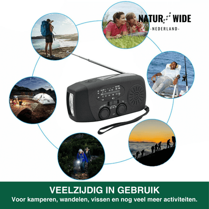 Alles-in-één noodradio – zonne-energie, dynamo en powerbank