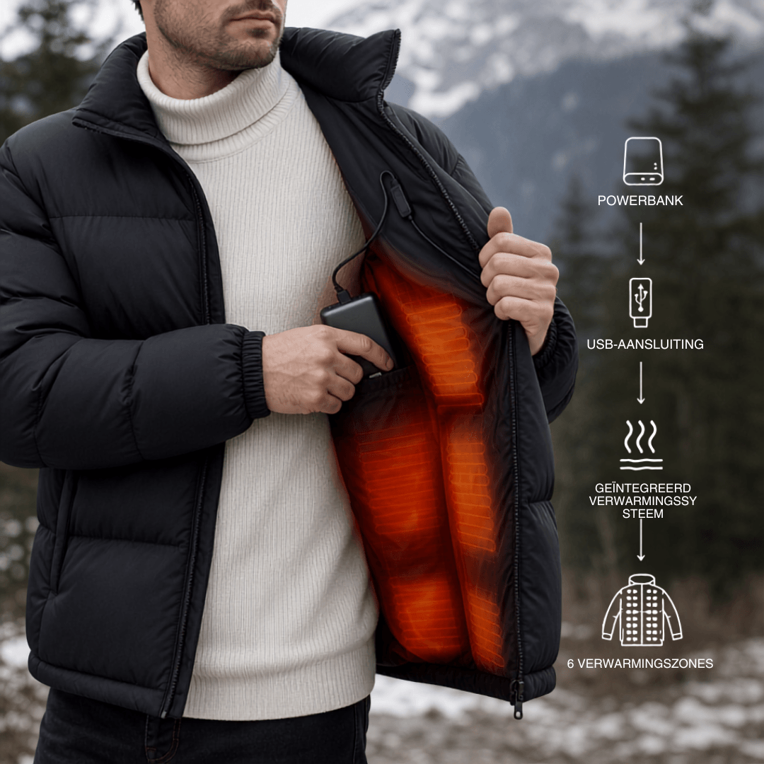 Verwarmde winterjas – 6 verwarmingszones, waterdicht en extra warm voor dames en heren.