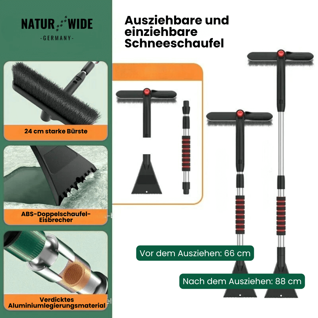Teleskop Schneeschaufel & Eiskratzer – 2-in-1 Schneebürste