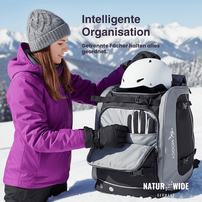 65L Ski Rucksack – Große Skistiefeltasche für Helm & Boots