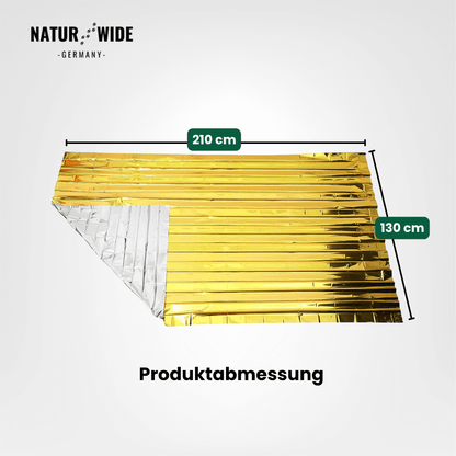 Notfall- & Rettungsdecke – Gold/Silber, wasserdicht, wärmeisolierend & reflektierend