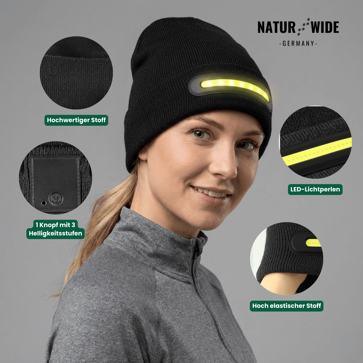 LED Mütze mit Licht – USB wiederaufladbare Unisex Wintermütze