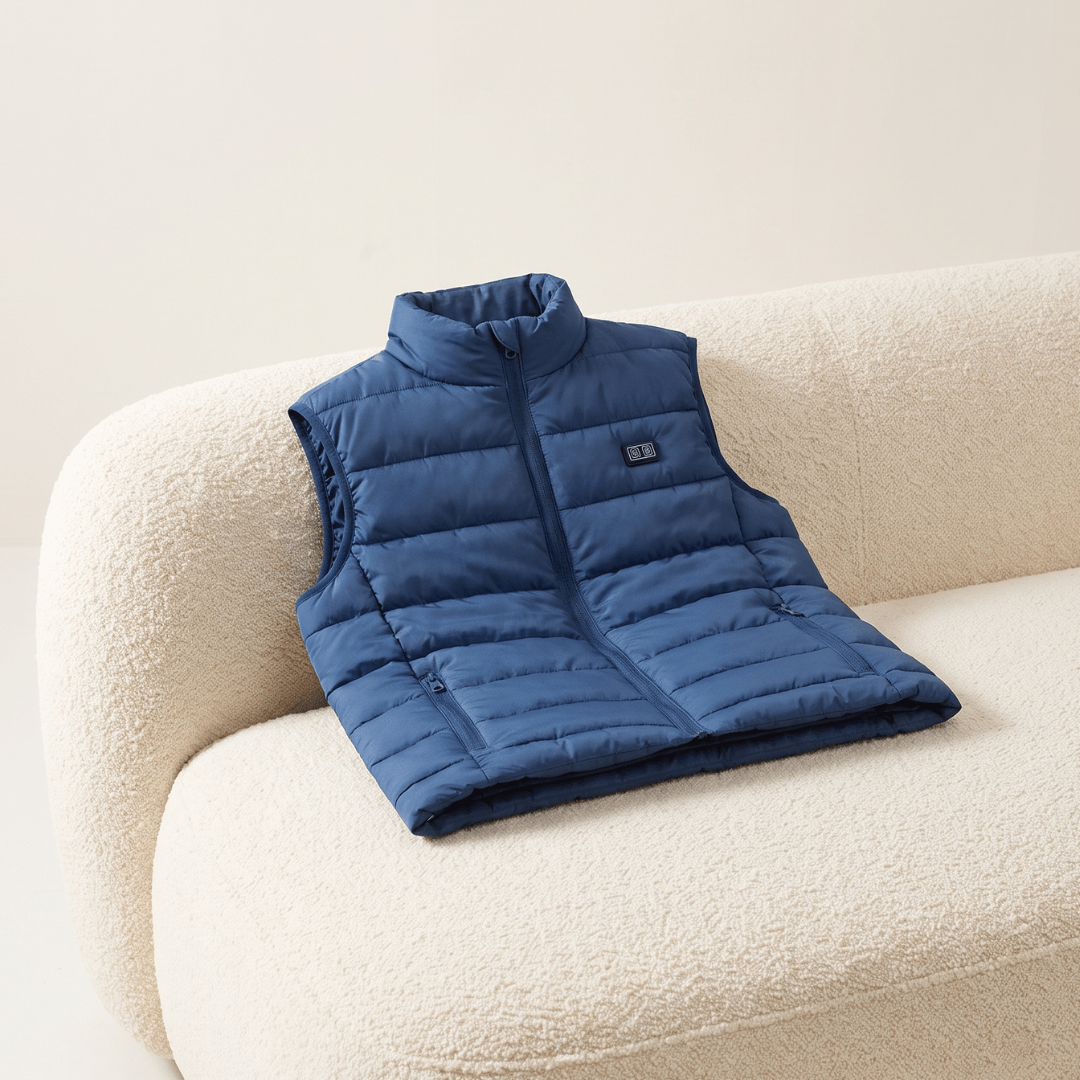 Verwarmende bodywarmer met 9 verwarmingszones – ultralicht, USB-aansluiting en ideaal voor gebruik buitenshuis.