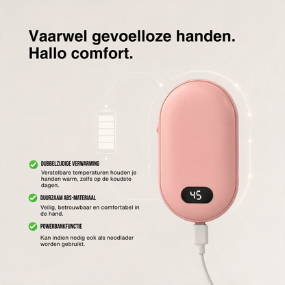 Handwarmer met dubbele verwarming – Oplaadbare zakwarmer