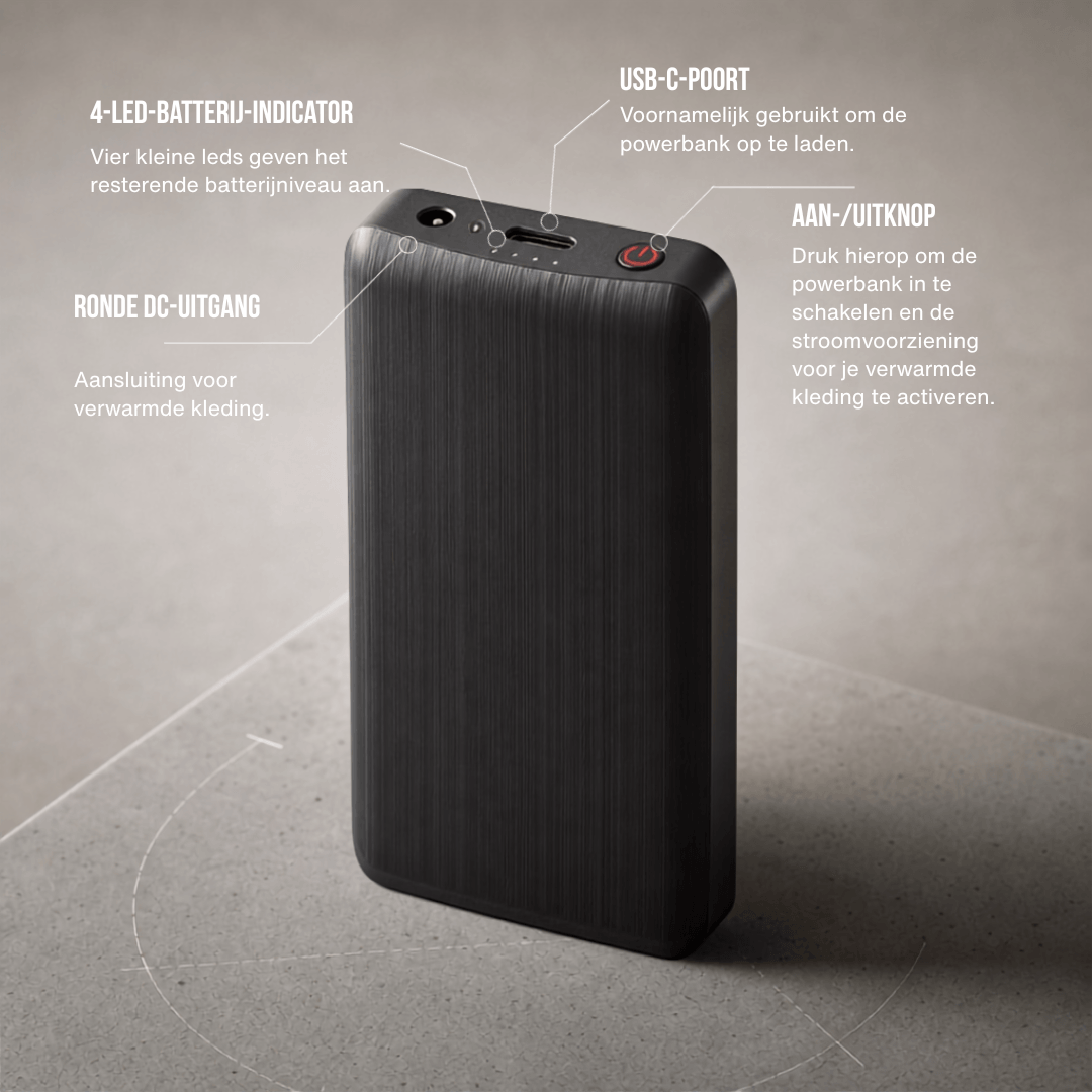 Powerbank voor warme sokken — 3,7V / 2A, 2×4000 mAh
