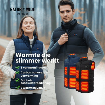 Verwarmende bodywarmer met 9 verwarmingszones – ultralicht, USB-aansluiting en ideaal voor gebruik buitenshuis.