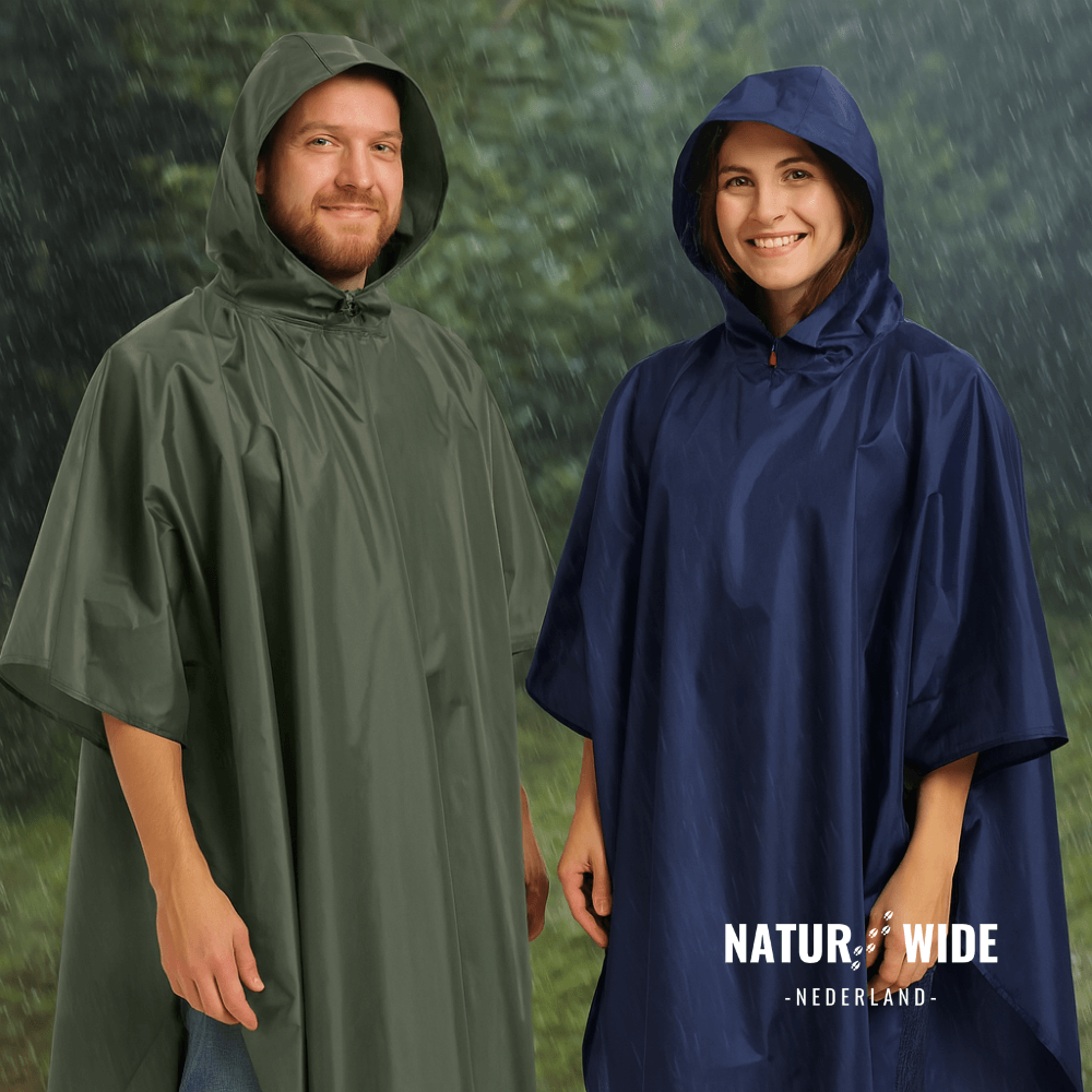 3-in-1 waterdichte regenponcho – Tentzeil & Grondzeil