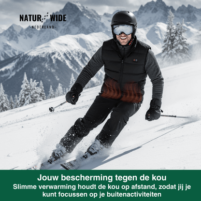 Verwarmende bodywarmer met 9 verwarmingszones – ultralicht, USB-aansluiting en ideaal voor gebruik buitenshuis.