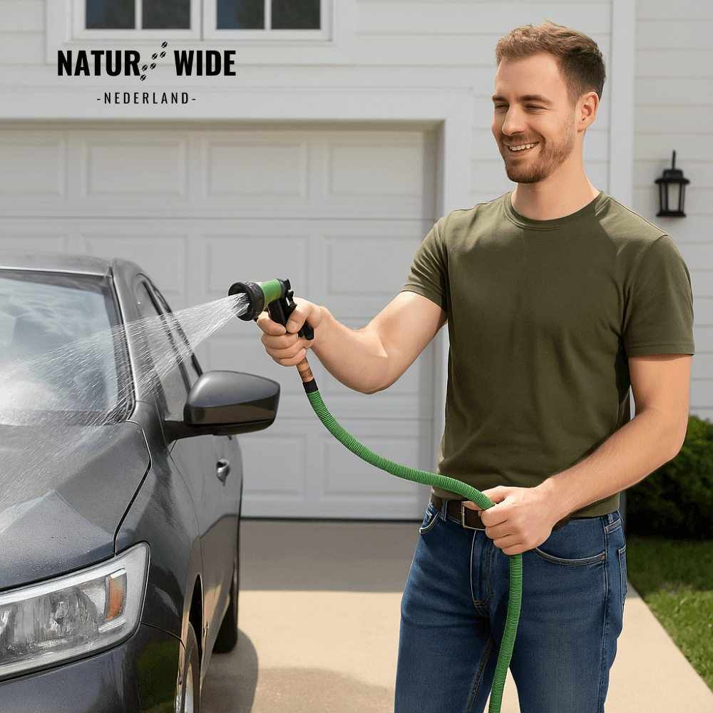 AquaFlex Pro – Flexibele Tuinslang met 7 Sproeifuncties
