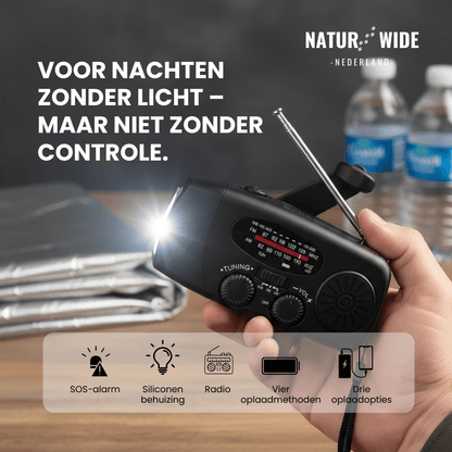 Alles-in-één noodradio – zonne-energie, dynamo en powerbank