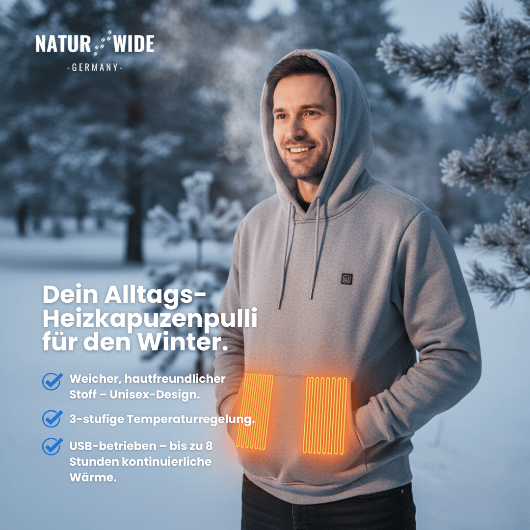 USB Beheizter Hoodie – Unisex Hoodie mit Reißverschluss