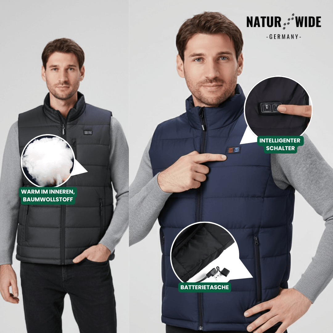 Beheizte Weste mit 9 Heiz-Zonen – Ultraleicht, USB-betrieben & ideal für Outdoor-Abenteuer
