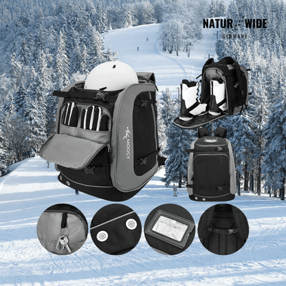 65L Ski Rucksack – Große Skistiefeltasche für Helm & Boots