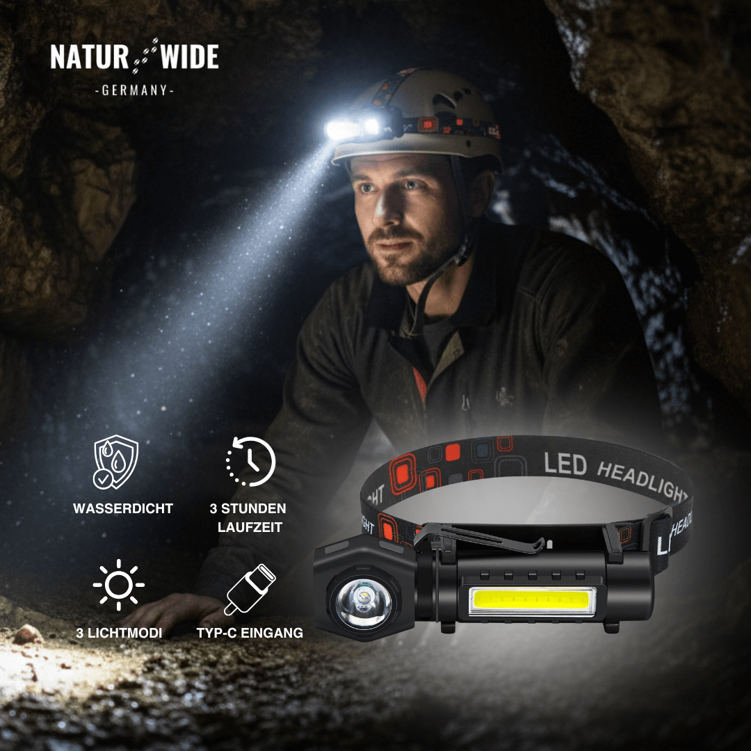 Multifunktionale 2-in-1 LED Taschenlampe & Stirnlampe