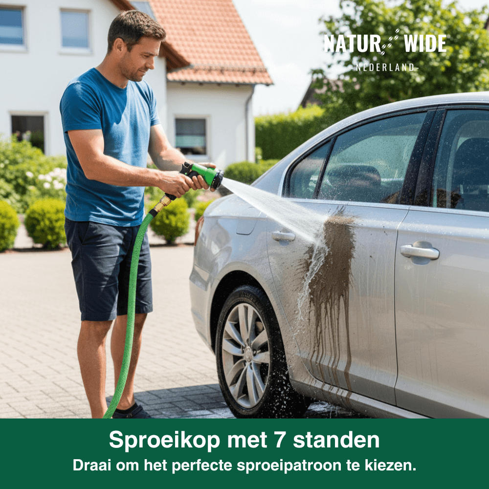 AquaFlex Pro – Flexibele Tuinslang met 7 Sproeifuncties