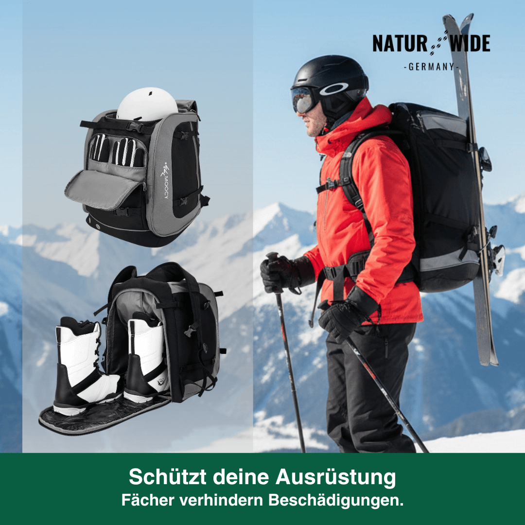 65L Ski Rucksack – Große Skistiefeltasche für Helm & Boots
