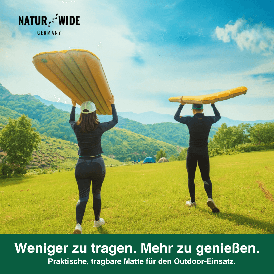 NaturWide Campingmatte 7.6R – Ultraleichte, selbstaufblasende Isomatte mit doppelter Stärke