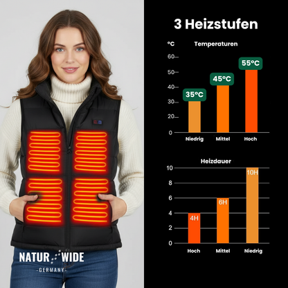 Beheizte Weste mit 9 Heiz-Zonen – Ultraleicht, USB-betrieben & ideal für Outdoor-Abenteuer