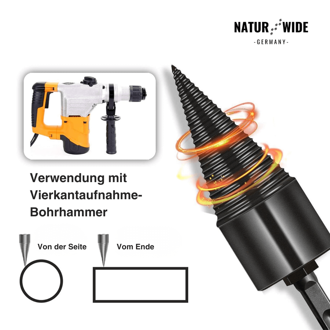 Brennholz-Spaltbohrer 32mm – Kegelspalter für Bohrmaschine