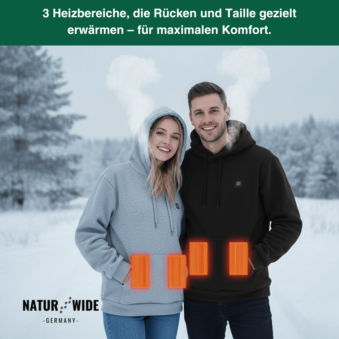 USB Beheizter Hoodie – Unisex Hoodie mit Reißverschluss